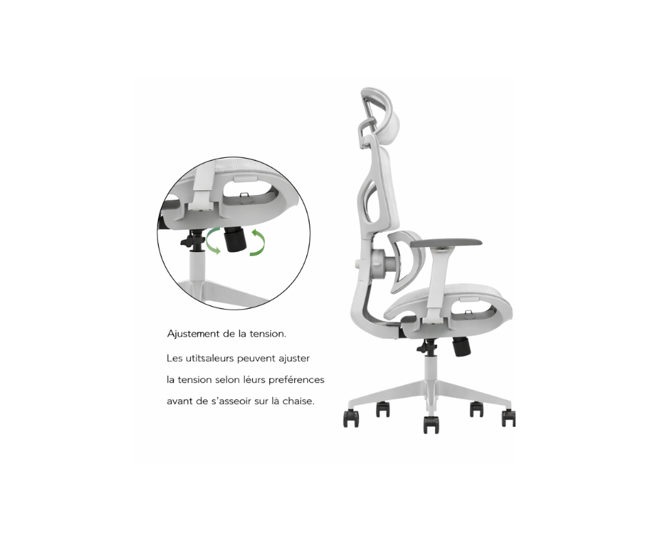 Fauteuil ergonomique avec accoudoirs réglables – Confort intensif & prévention TMS