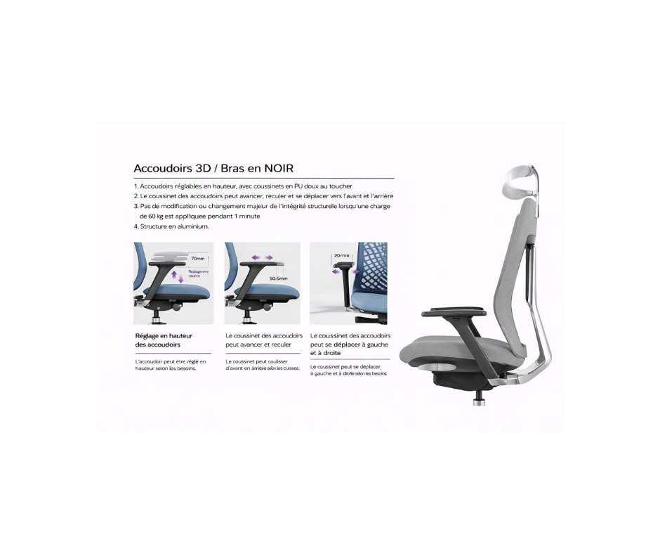 Fauteuil ergonomique direction haut de gamme – Performance, posture & confort exécutif
