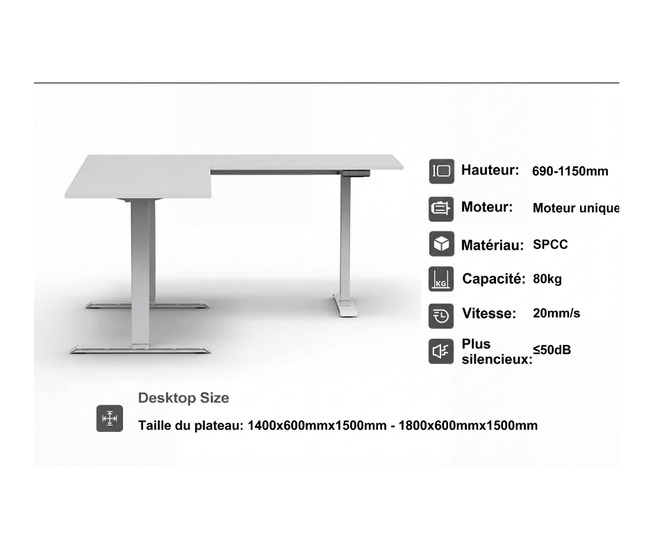 Bureau Assis-Debout Électrique angle – Confort et Ergonomie au Quotidien