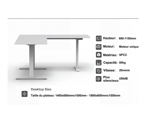 Bureau Assis-Debout Électrique angle – Confort et Ergonomie au Quotidien